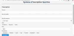 Système d’inscription sportive – HTML, CSS, JavaScript, Bootstrap